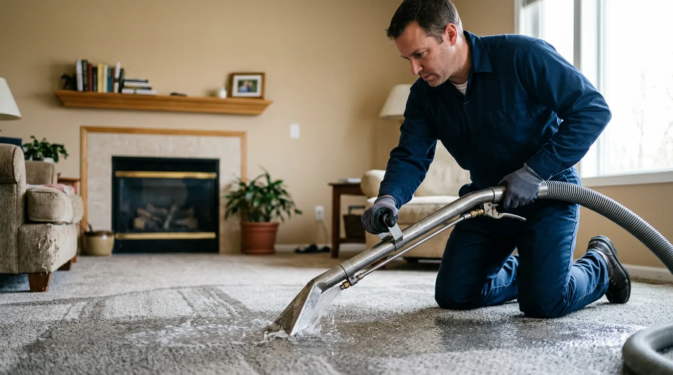 Water damage restoration technician working near Elba, NY